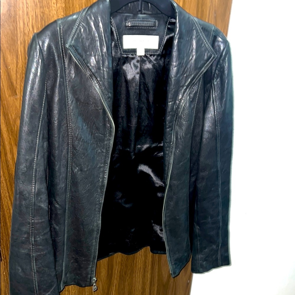 Marc New York Black Leather Jacket Classic Motorcycle Style